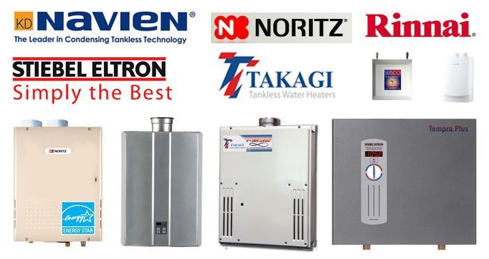 Professional Plumbing & Design offers Tankless Gas & Electric Water Heaters from top manufacturers like Navien, Noritz, Rinnai, Steibel Eltron and Takagi.